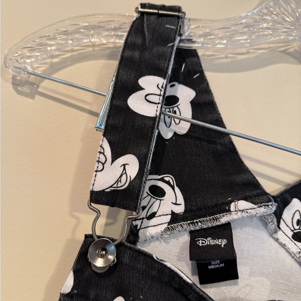 Women’s Black and White Mickey Print Overall Dress - Picture 4 of 6